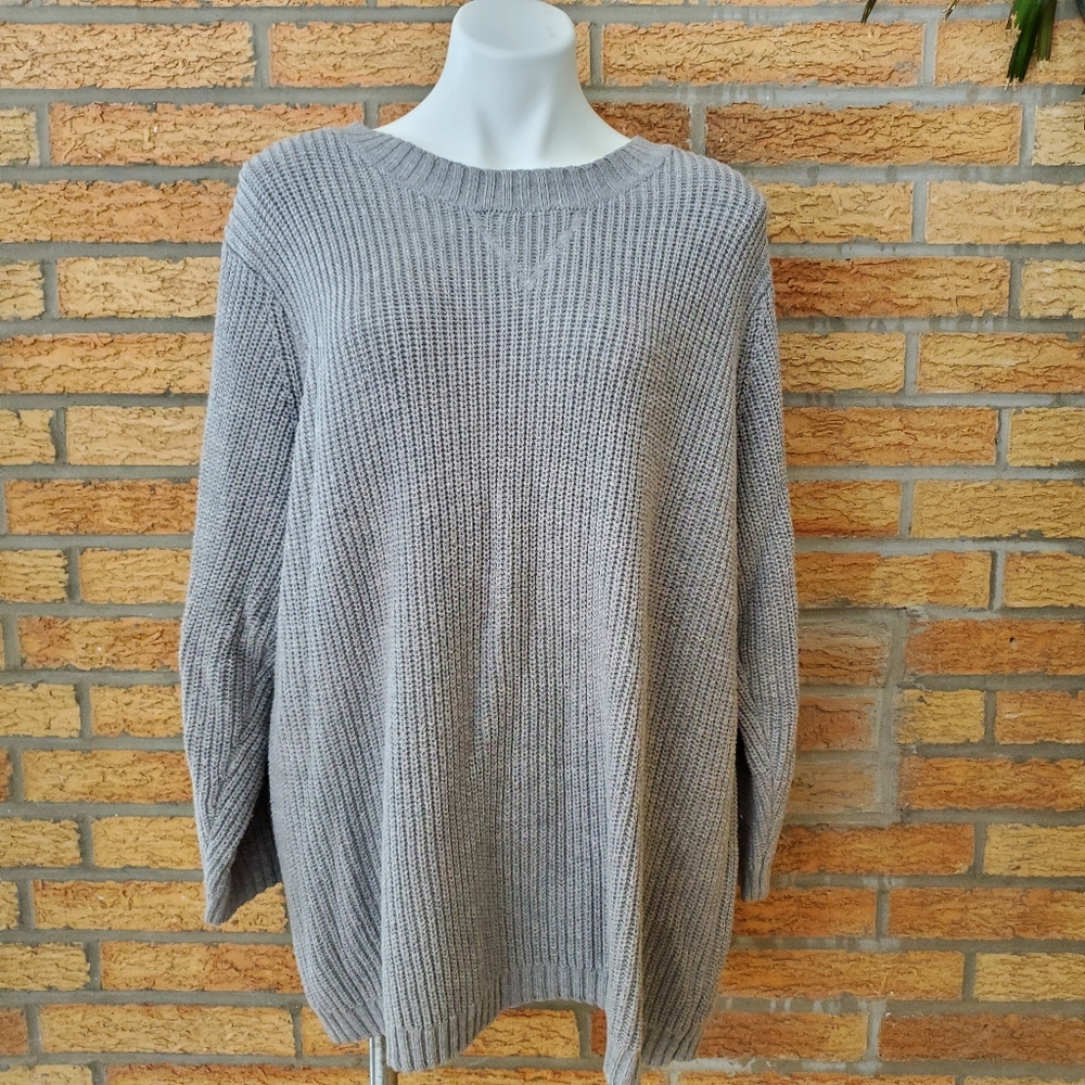 Woman Within Gray Knit Crewneck Sweater Size 2X